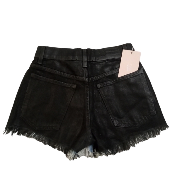 Revice Denim High Rise Distressed Cutoff Jean Shorts with Black Side Size 25 - Picture 7 of 7